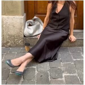 Tieks by Gavrieli Women’s Sz 8 Silver Pewter Gray Leather Ballet Flats